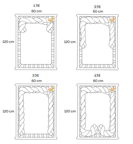 Tresse de lit -21 cm -rose/blanc